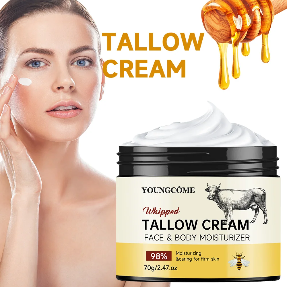 ​ Pasta de Tallow de ternera, bálsamo de miel hidratante profundo, eliminador de arrugas iluminador, crema para el cuerpo y la cara con miel salvaje