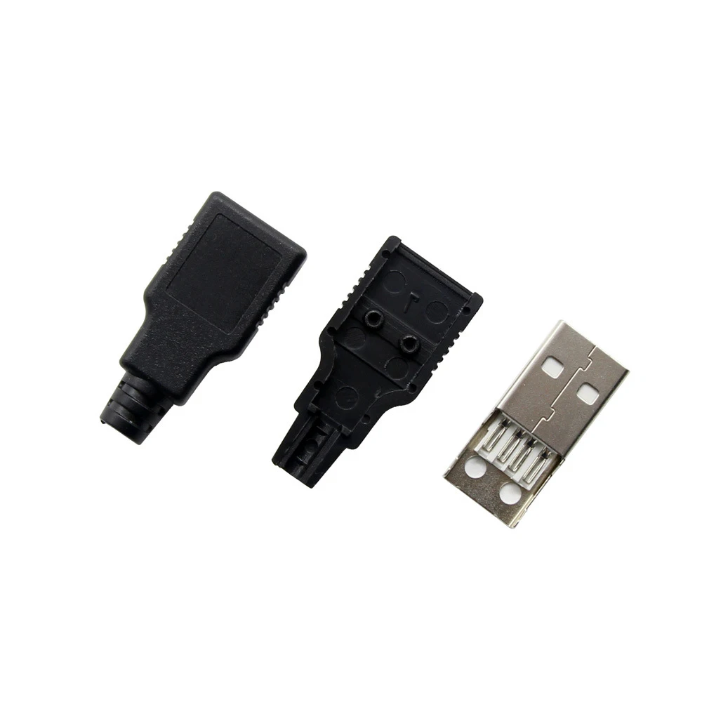 10pcs USB 2.0 4Pin ประเภท A ชายหญิงปลั๊กพลาสติกสีดําฝาครอบ USB 4 พินซ็อกเก็ตอะแดปเตอร์ DIY ชุด