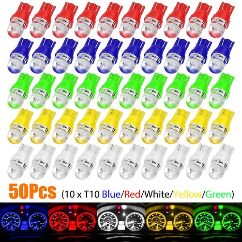 50pcs T10 194 LED Backup Light Bulb for Instrument Panel Gauge Cluster Dash Light 168 2825 US