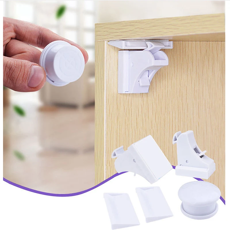 Magnetic Cabinet Locks Multi-Purpose Adhesive Child Proof Latches Baby Proofing Child Safety Protection Accessories 1/2/3/4pcs