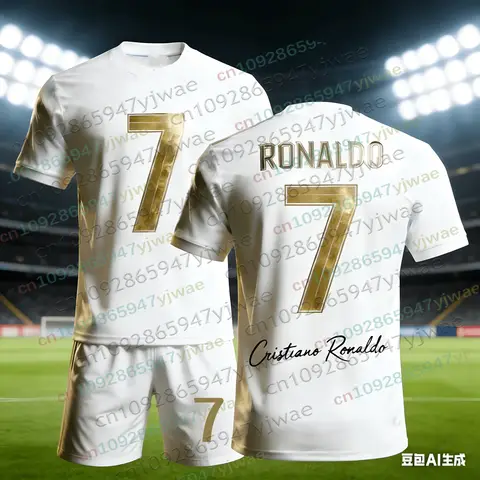 Special Edition Ronaldo No7 Soccer Jersey Tee Shorts Set Women Men Sportwear Harajuku Summer Casual Kid Tshirt Set 2 Piece Set