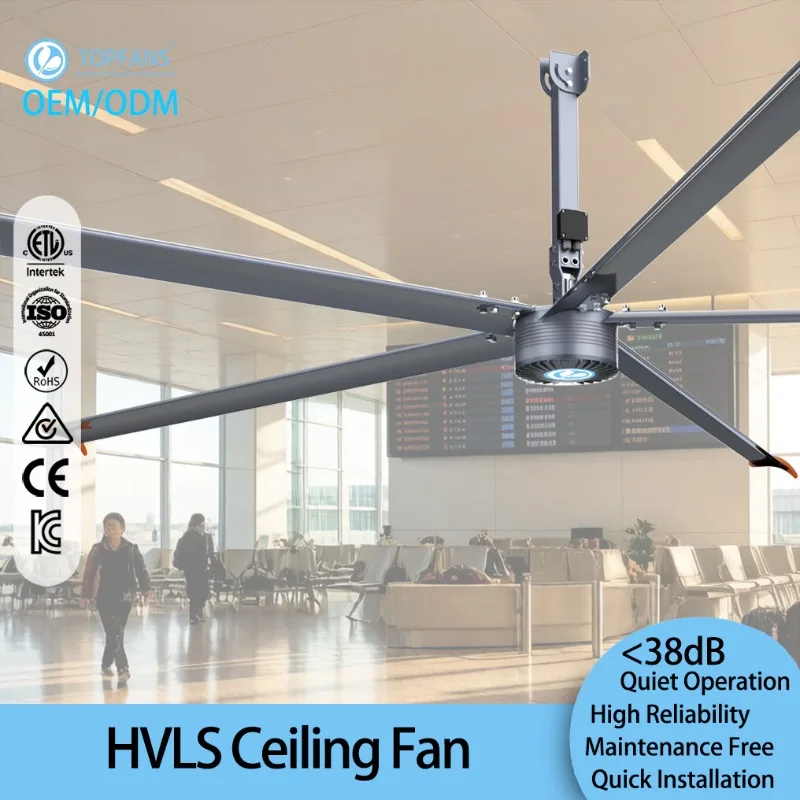 

Ceiling Fan High Volume Low Speed Industrial Fans PMSM Drive Super Large Airflow Cooling for Padel Courts