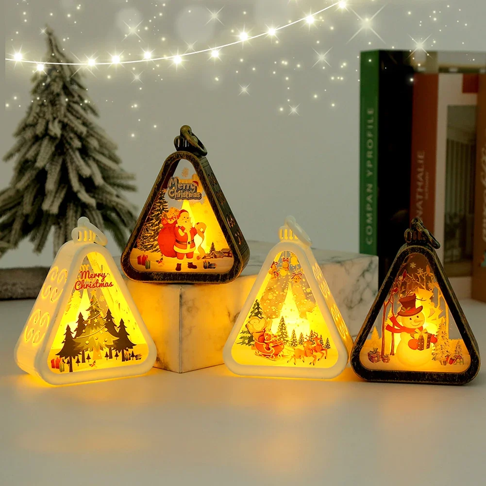 2025 Merry Christmas Vintage Christmas LED Night Lights Outdoor Hanging Lanterns Navidad Decor Gifts Festival Party Supplies