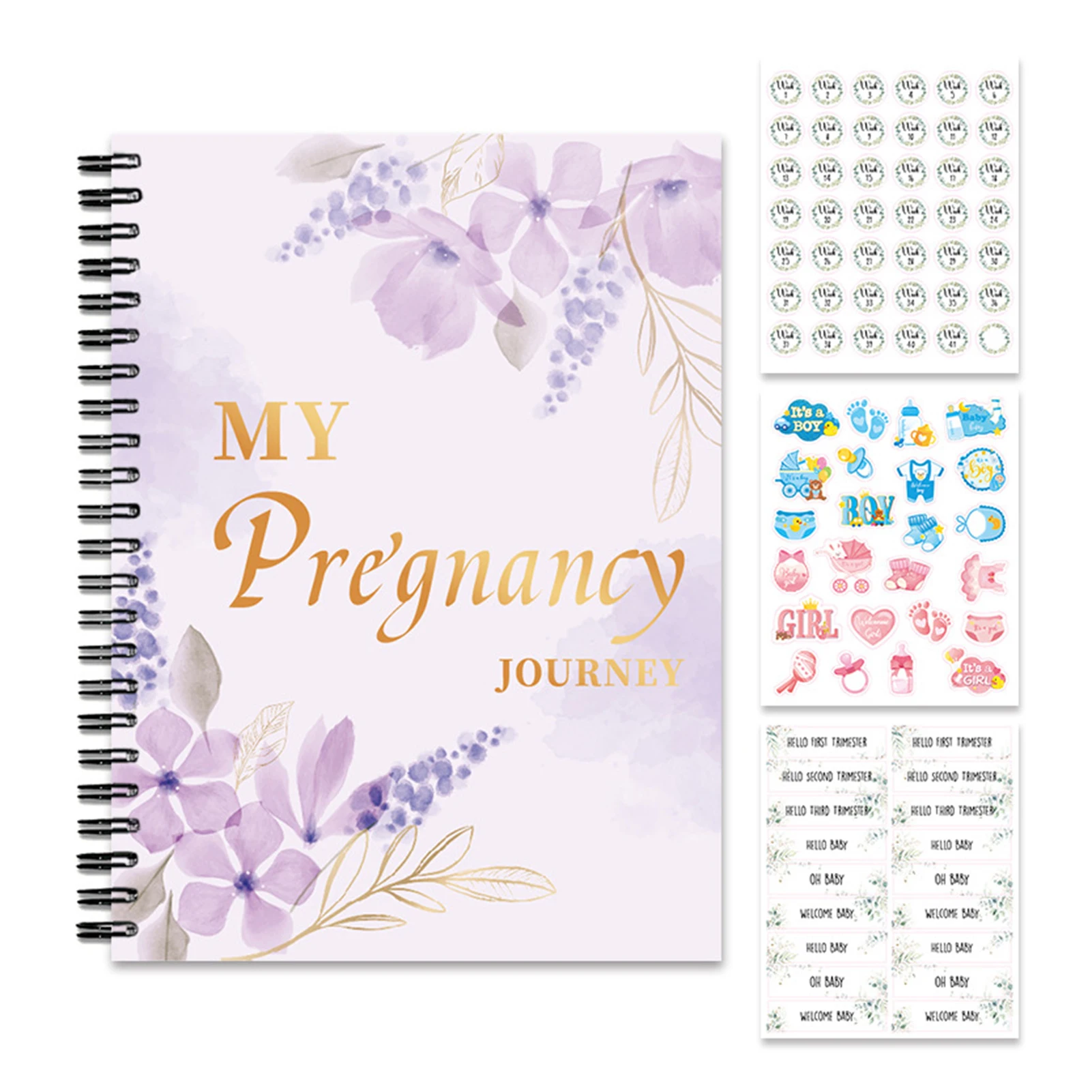 Cuaderno planificador de embarazo con pegatinas Diario de embarazo para padres nuevos