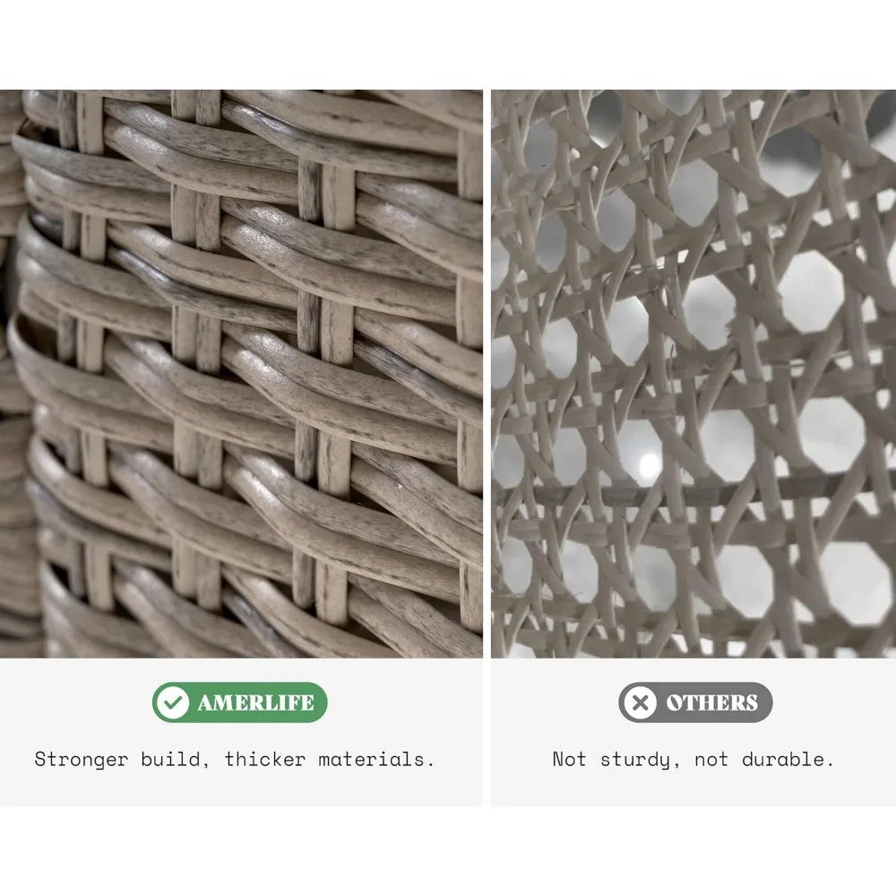 Набор мебели для патио из 10 предметов, плетеный уличный диван для бесед с журнальным столиком для хранения, 2 пуфика, патио