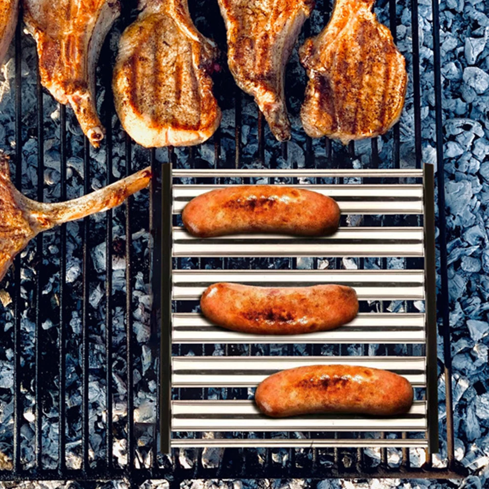 

Stainless Steel Sausage Rack Portable Grill Roller Barbecue Holder Set Camping Accessories Outdoor Cooking Tool Picnic Grilling