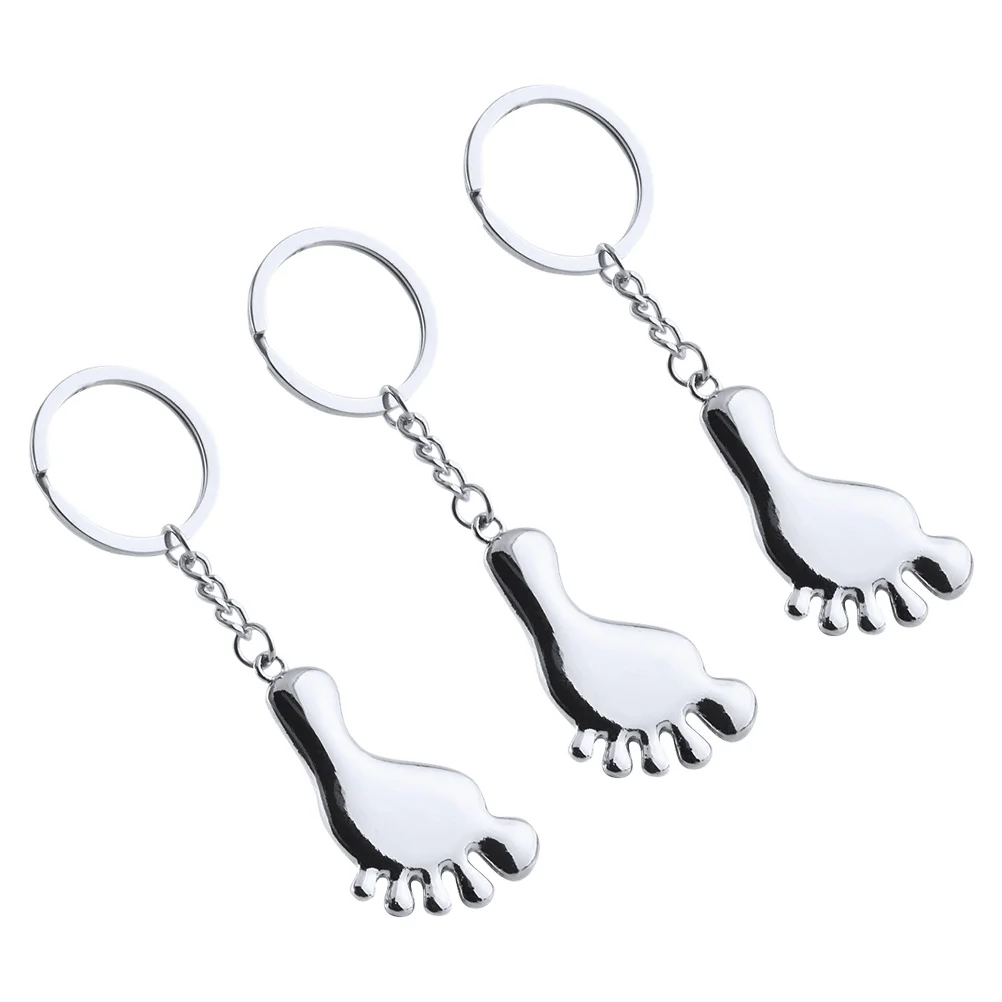 3 Pcs Key Chain Keychain Foot Shaped Metal Luggage Pendant Keyring Bag Hanging Zinc Alloy