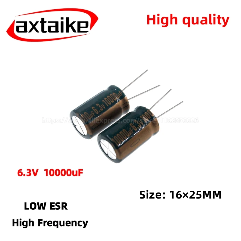 5PCS 6.3V10000uF Aluminum Capacitor, High Frequency Low ESR 105°C Radial for Power Supply/Solar Inverter Size: 16×25MM