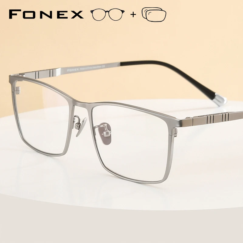 Progressive Prescription Eyeglasses Custom Anti Blue Photochromic Myopia Optical Lens Eyewear Men Square Titanium Glasses Frames