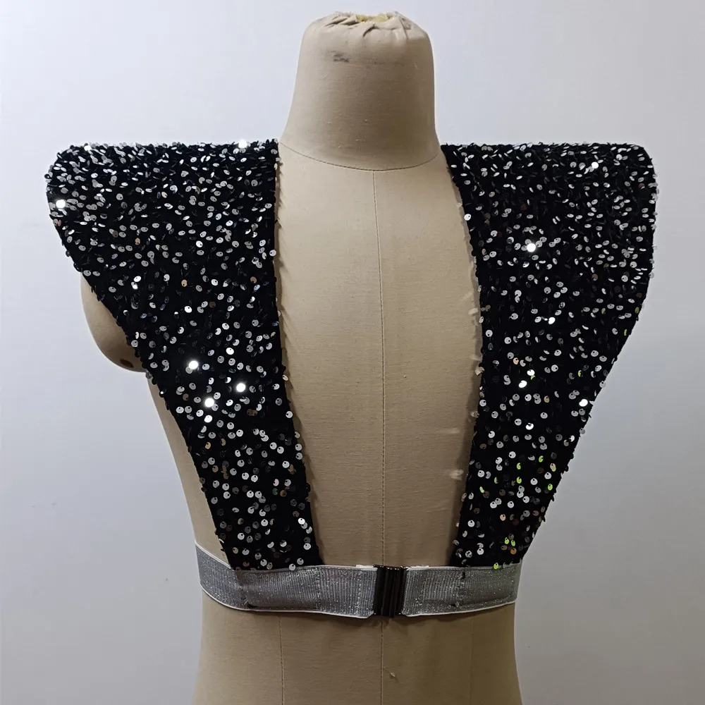 

Male Women Singer Stage Costume Unisex Sequin Armor Vest Performance Accessories Halloween Cosplay Role-playing Dance Costume