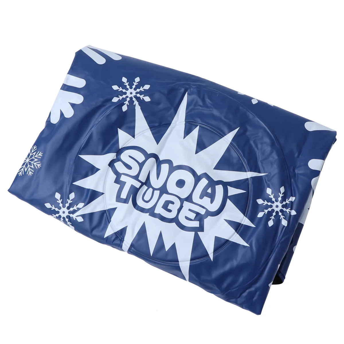 47 Inches Blue Inflatable Snow Tube PVC Snowflake Printing Snow Sled Heavy Duty Circle for Skiing Skating and Snow Games