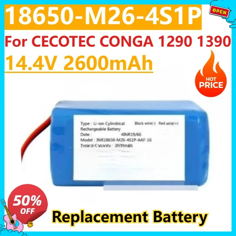 

High Quality New 18650-4SM26 14.4V 2600mah 14.8V 3400mAh battery for CECOTEC CONGA 1290 1390