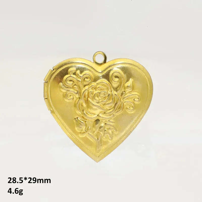 BoYuTe (50 Pieces/Lot) Raw Brass Heart Shaped Photo Locket Pendant Materials Diy Jewelry Accessories Wholesale