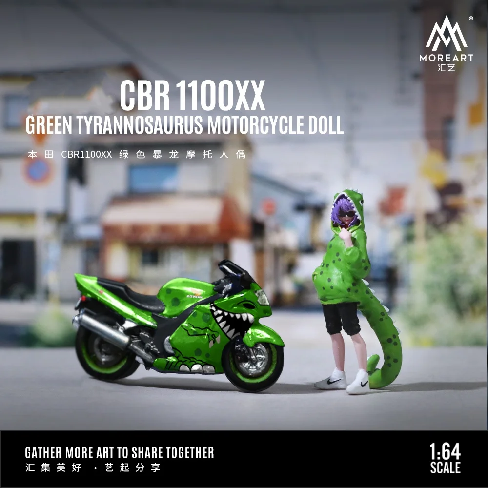 **PRE-SALE**MoreArt 1:64 Honda CBR1100XX Green Tyrannosaurus motorcycle resin action figure set model is in stock