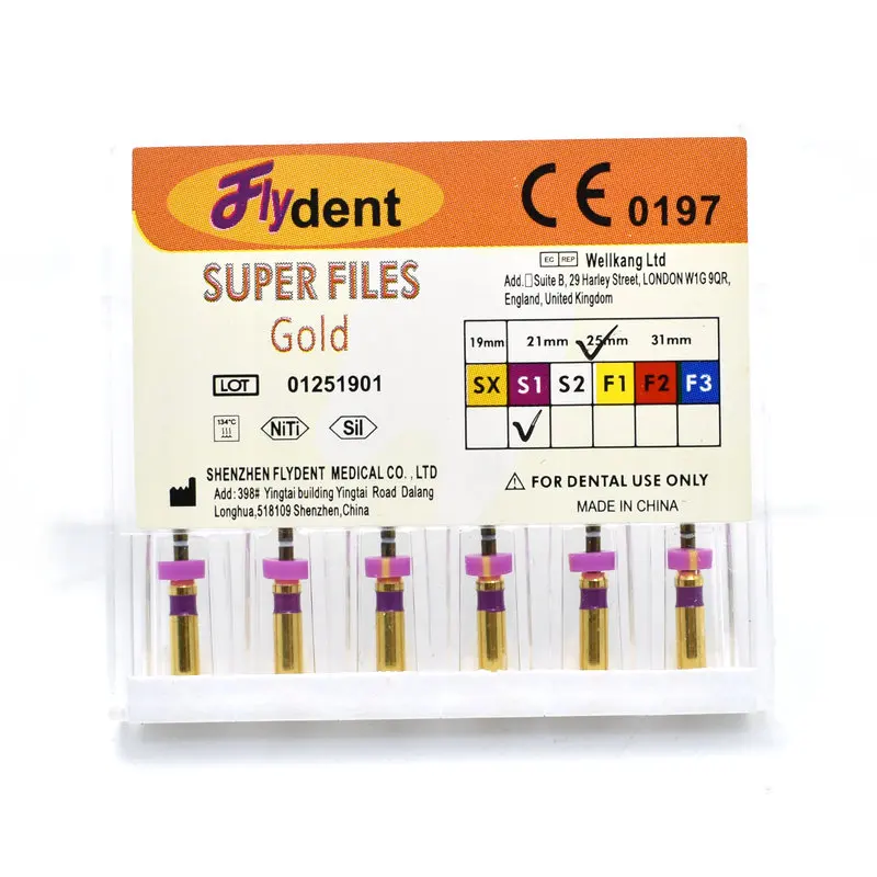 Dental Pro Endo Taper Gold Heat Activated Canal Root Files SX-F3 Super Files Gold Can Bend for Preparing Root Canal Treatment