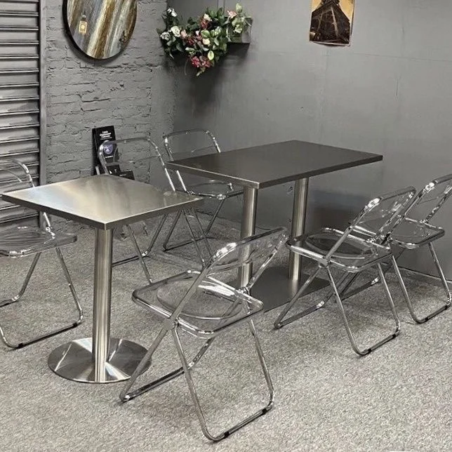 Internet-famous Stainless Steel Table Chair Sets for Cafes Milk Tea Shops Snack Bars Barbecue Restaurants Dining Establishments