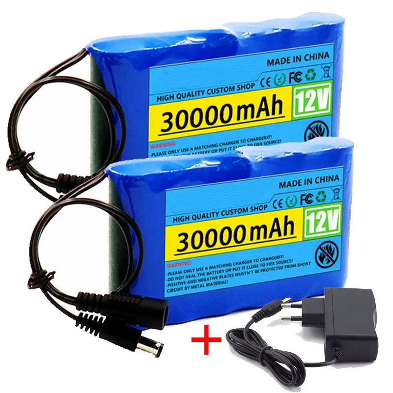 12V 30000mah Lithium Battery Pack Capacity Rechargeable Battery DC 12.6V 30Ah CCTV Cam Monitor 12V electrical appliances Charger