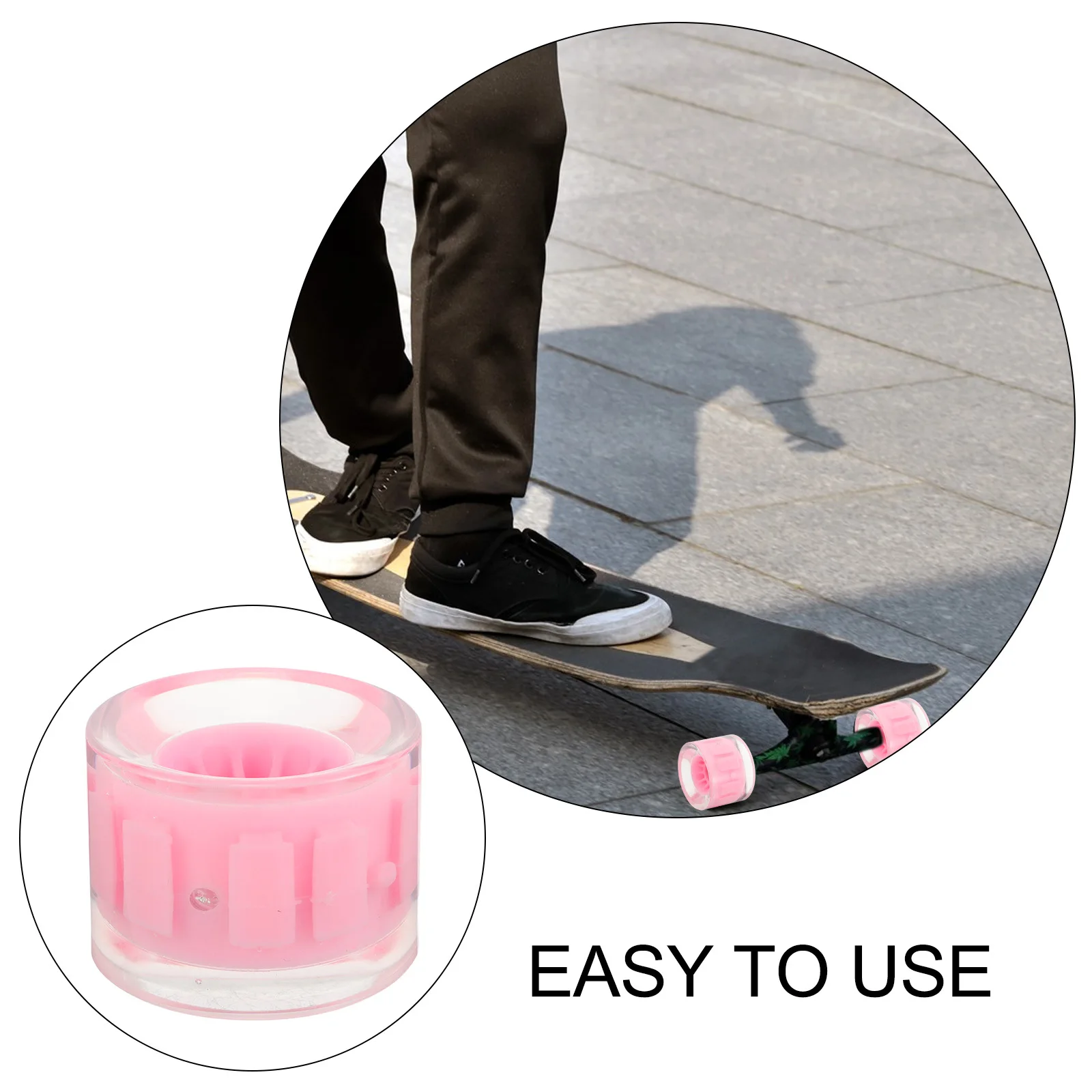 4 قطع من عجلات Longboard الوردية المضيئة من البولي يوريثان، عجلات لوح التزلج البديلة، مجموعة عجلات ركوب الشارع المستقرة والناعمة