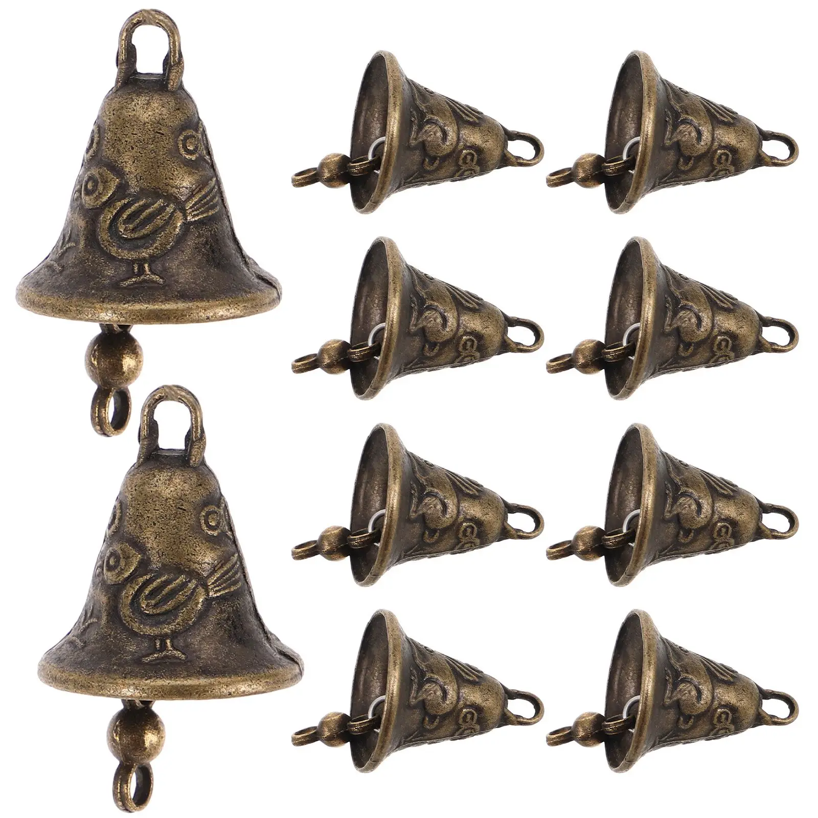 

11 Pcs Copper Pendant Chimes Retro Decor Craft Bells Wind Chime Suitable for Car Gate Feng Shui Evil Resisting Doorbell