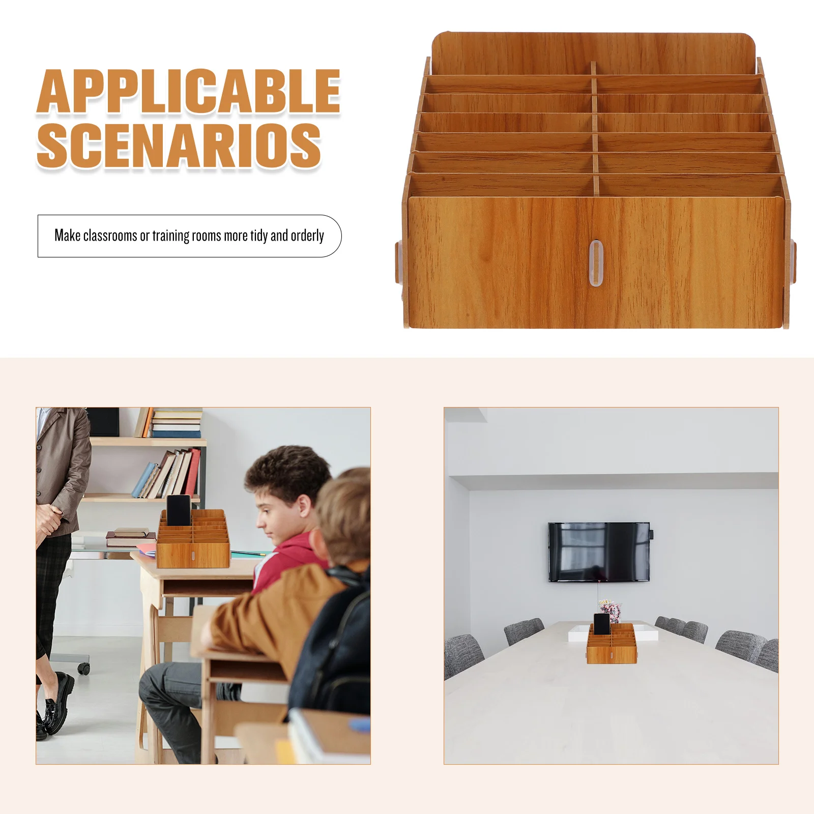 1 stücke Holz Multi-Grid Telefon Lagerung Box Desktop-Organizer Für Büro Klassenzimmer Reparatur Telefon Display Rack Halter Fall