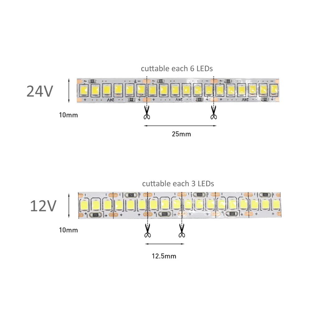 5M LED Strip Light 12V 24V SMD 2835 240LED/m Flexible Ribbon Warm Cold Natural White Indoor Decor Tape Stripe Linear Lighting image 2