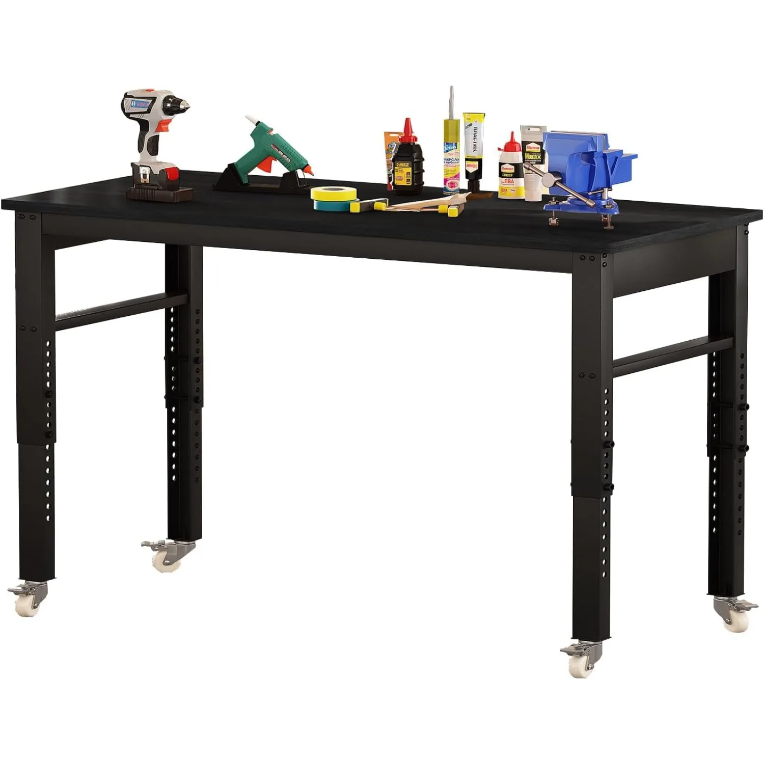 2000Lbs Workbench Adjustable Height,Welding Bench, 47.2 Heavy-Duty Work Bench Table Mobile Workbench with Lockable