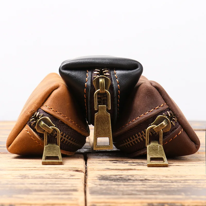 

Vintage Leather Coin Purse Zipper Clutch Wallet Retro Key Holder Organizer Pouch Case for Women Men