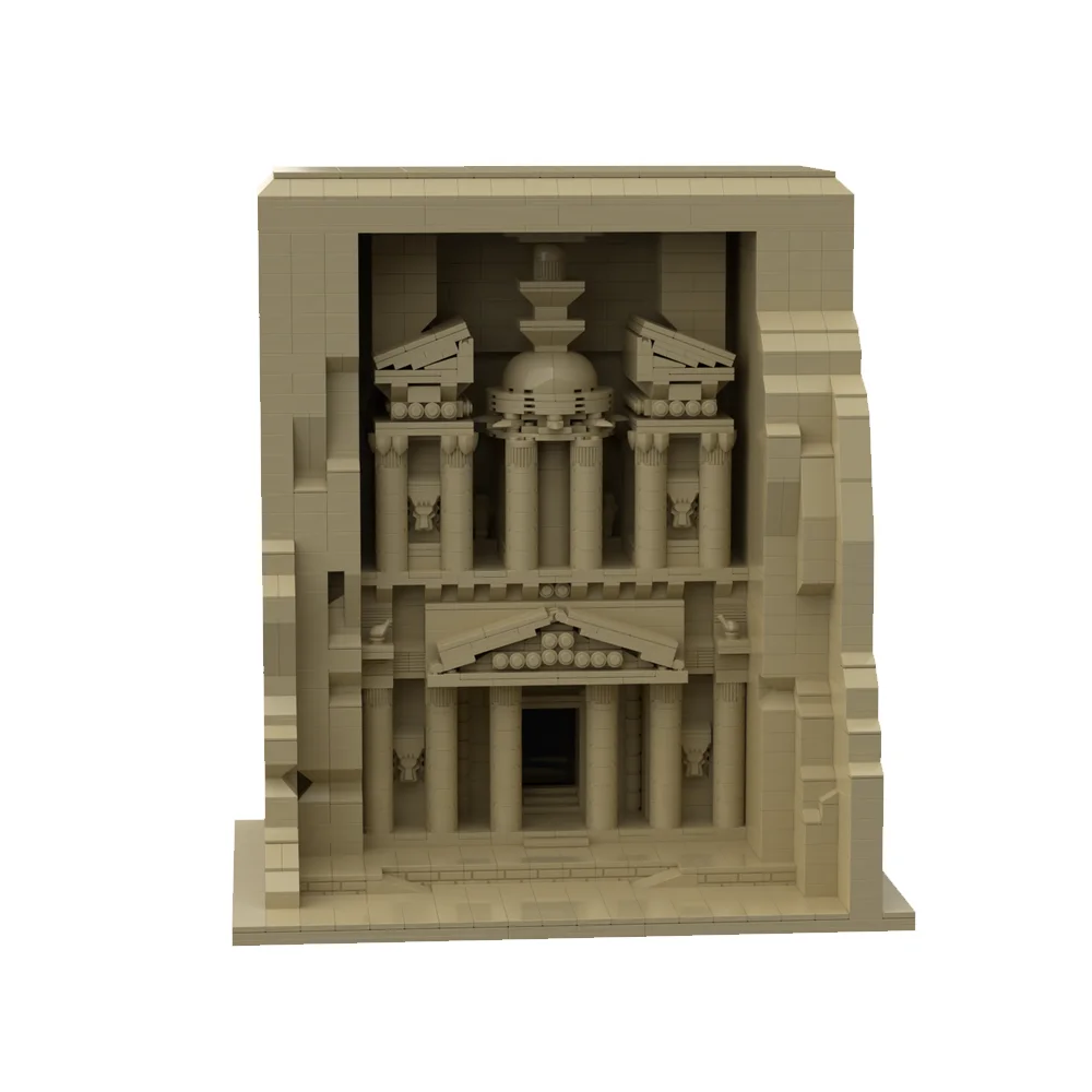 

Gobricks MOC Al Khazneh Architecture Building Blocks Model Petra Jordan and the Last Crusade The Treasury Bricks Assembly Toys