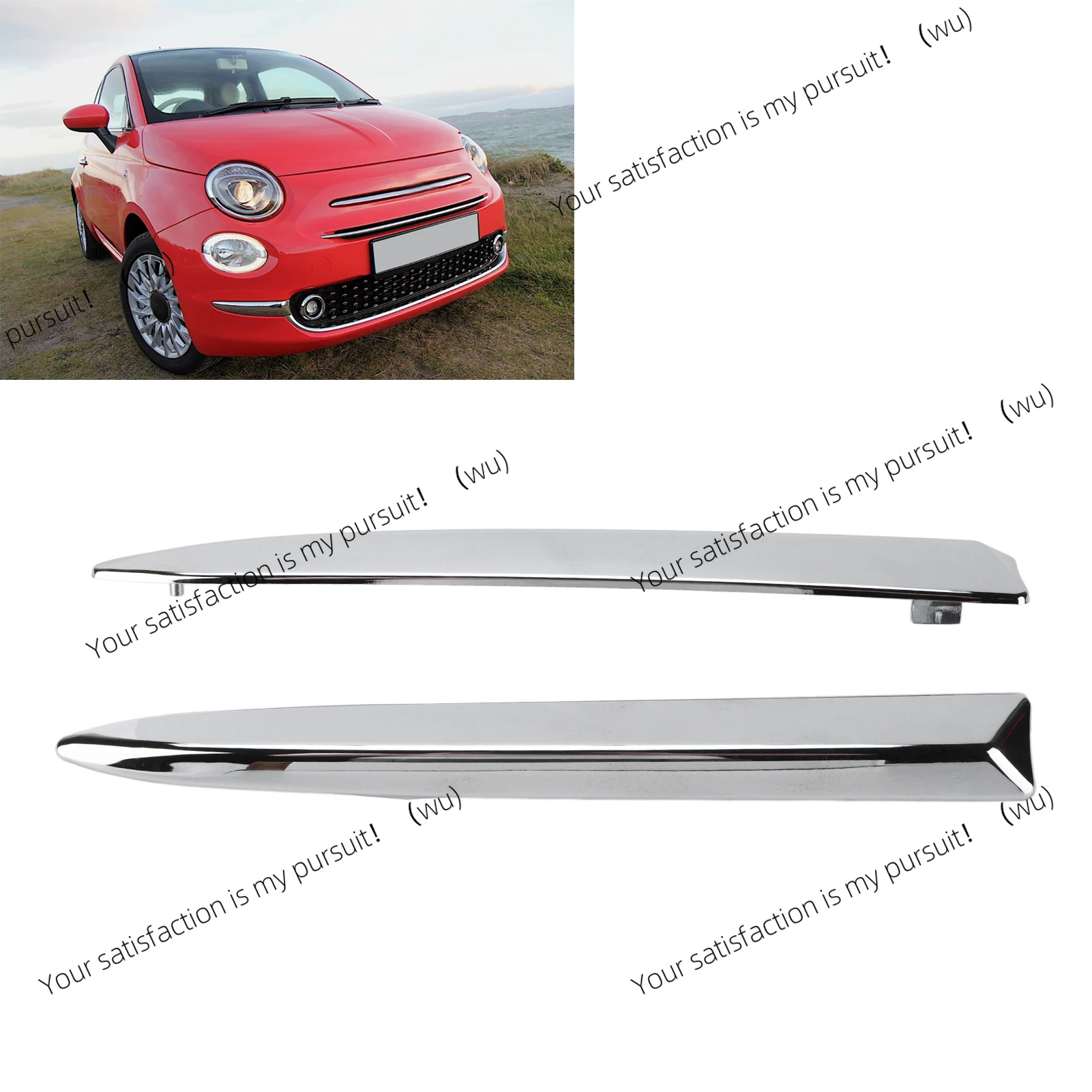 

Хромированная верхняя накладка переднего бампера 735455041 для Fiat 500 2007-2015, замена