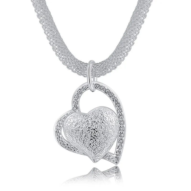 925 Sterling Silver Necklace Gorgeous Charm Fashion  Heart Wedding Lady Love for Women Noble Luxury 18 Inches 45cm Jewelry