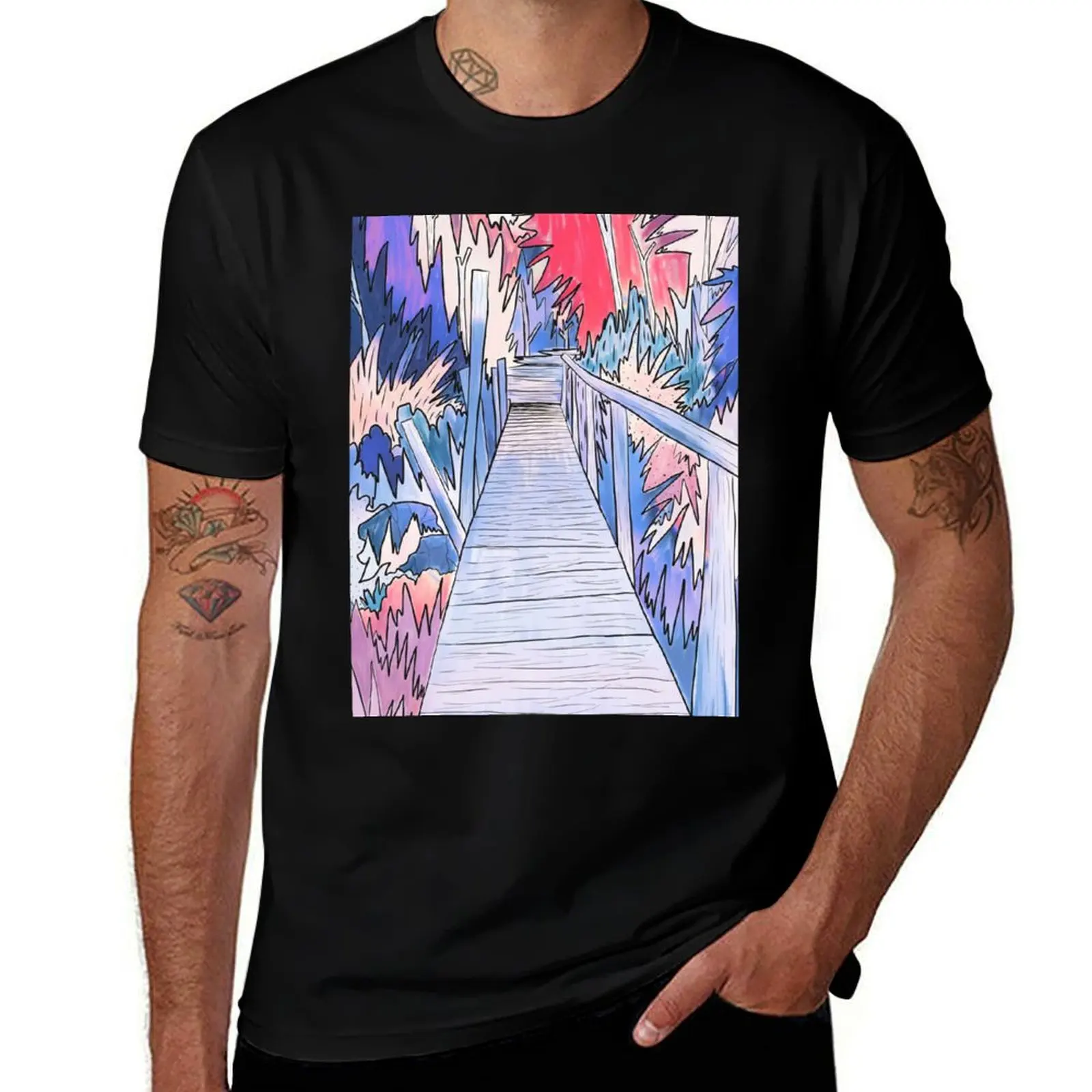 The blue pathway T-Shirt Big Size Simple T-Shirt