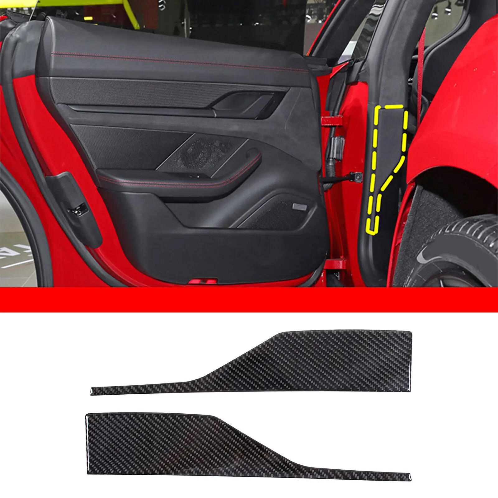 

Soft Carbon Fiber Door B-pillar Decorative Sticker For Porsche Taycan 2019-2022