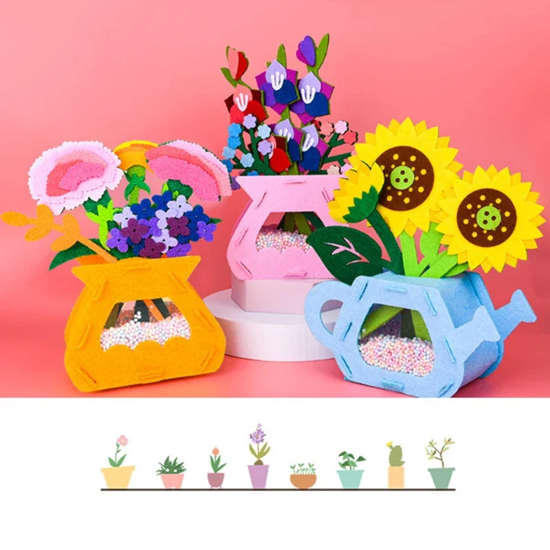 Pot de fleur bricolage pour enfants, plante en pot, jouets d'artisanat d'art pour enfants, apprentissage de la maternelle, jouet fait main, aides Montessori Fuchsia