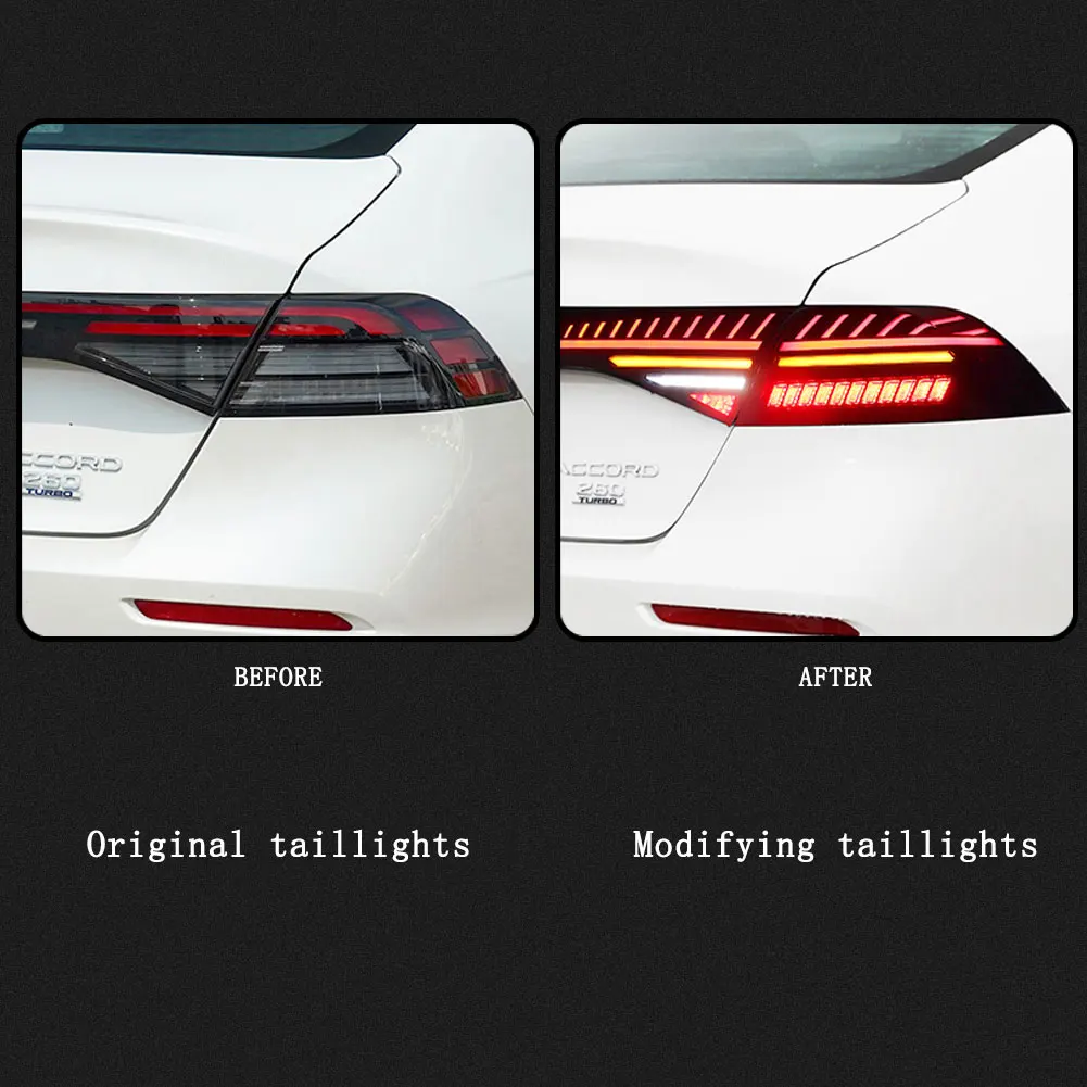 For Honda Accord 11th Generation Through Tail Lights 2023-2024 Modified RS7 LED Rear Tail Light Assembly Lamp Accessories
