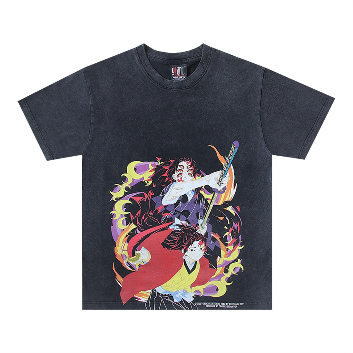 

2025 VINTAGE Washed Streetwear Animation Print High-Street Oversized Cotton Pure T-Shirt Tops