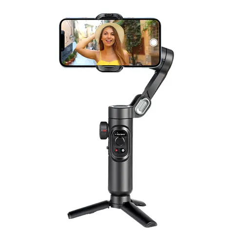 AOCHUAN Estabilizador de cardán portátil de 3 ejes para teléfono inteligente con luz de relleno para iPhone Android Seguimiento facial Vlog Smart XE