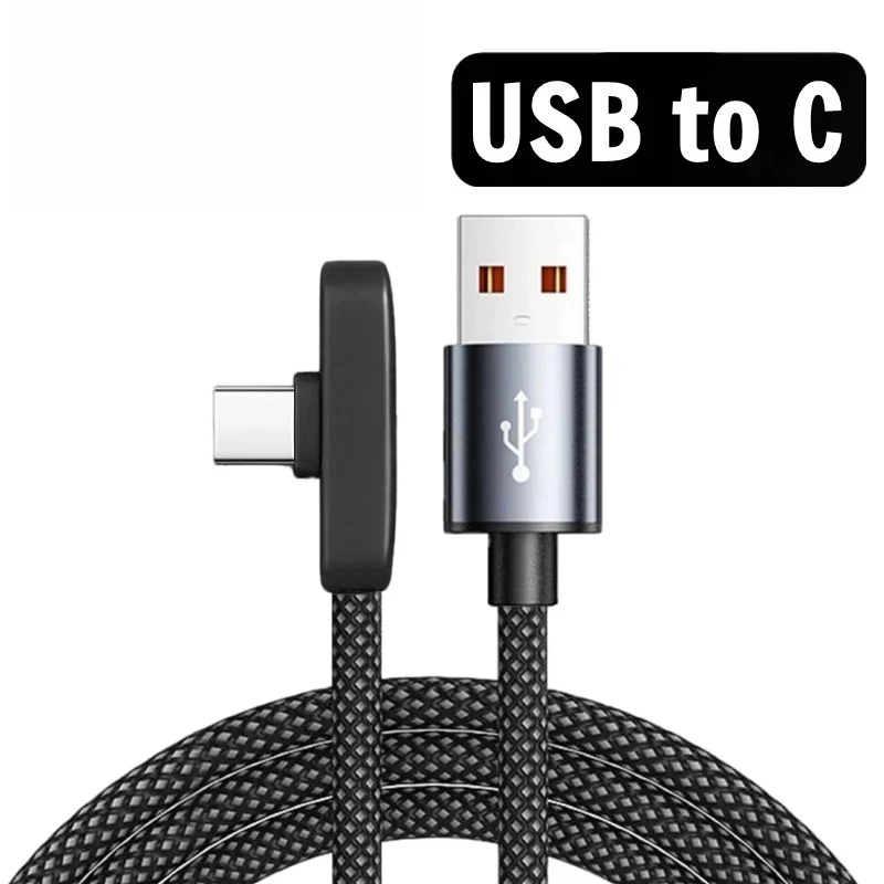 90-Grad-USB-Typ-C-Kabel 100W Schnelllade- und Datenübertragungskabel Tragbares rechtwinkliges USB-C-Kabel für iPhone Samsung Xiaomi