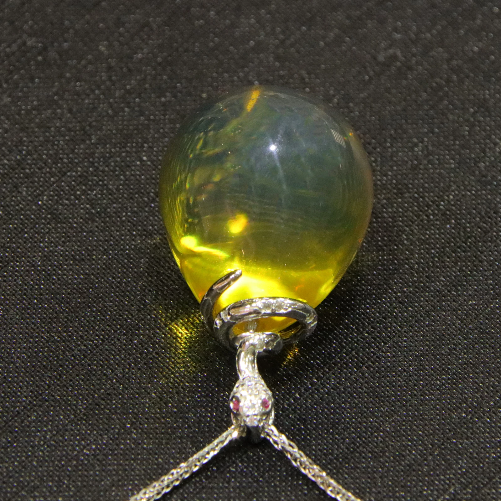 Mexican Blue Amber Sterling Silver Pendant 18.3mm Round Bead Handmade Jewelry Gift