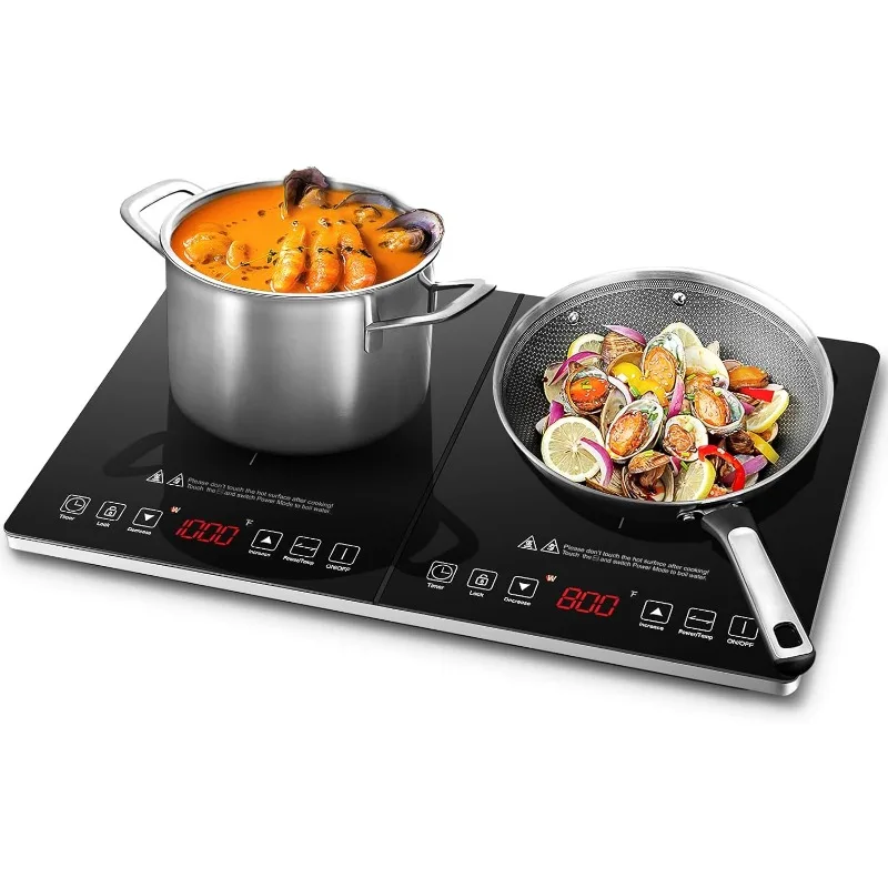 

Double Induction Cooktop AMZCHEF Induction Cooker 2 Burners, Low Noise Electric Cooktops With 1800W Sensor Touch, 10 Temperature