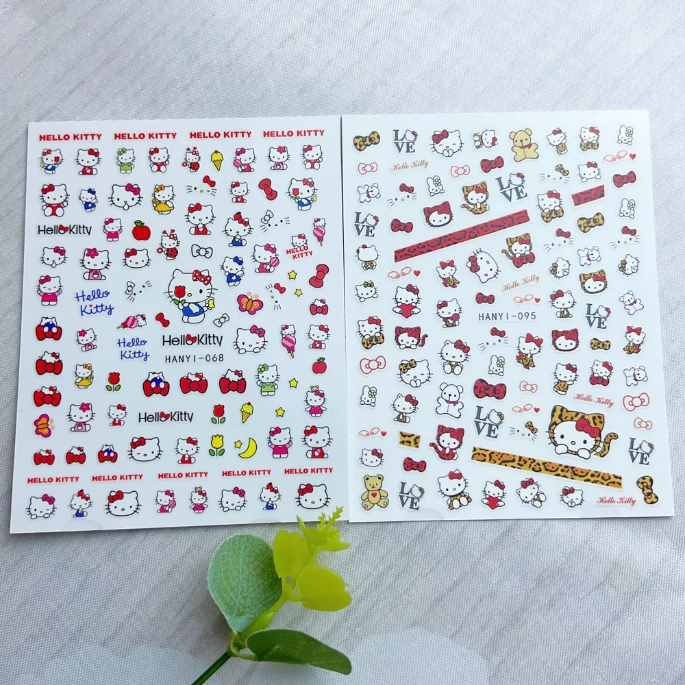 1 sayfalık HelloKitty yeni 5D nail art sticker tırnak çıkartması tırnak moda tasarım DIY mutlu aksesuar