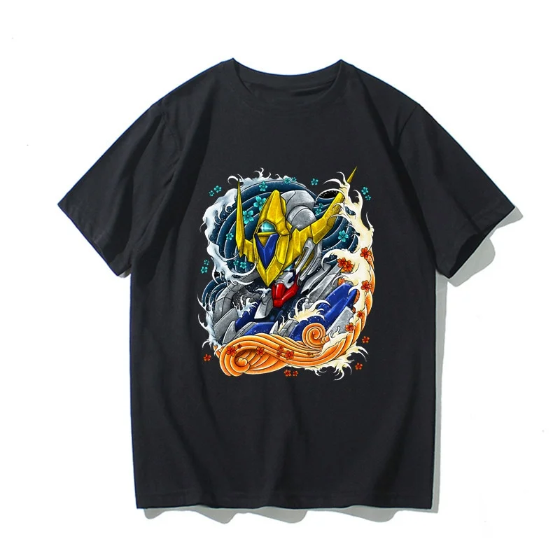 2026 Summer Mobile Suit Gundam Babatos Ukiyo-style Printed Cotton Loose T-shirt, Anime Mech Casual Short Sleeve