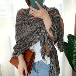 Large Size Geometric Pattern Scarf Stylish Versatile Soft Comfotable Shawl Autumn Winter Breathable Coldproof Neck Scarf