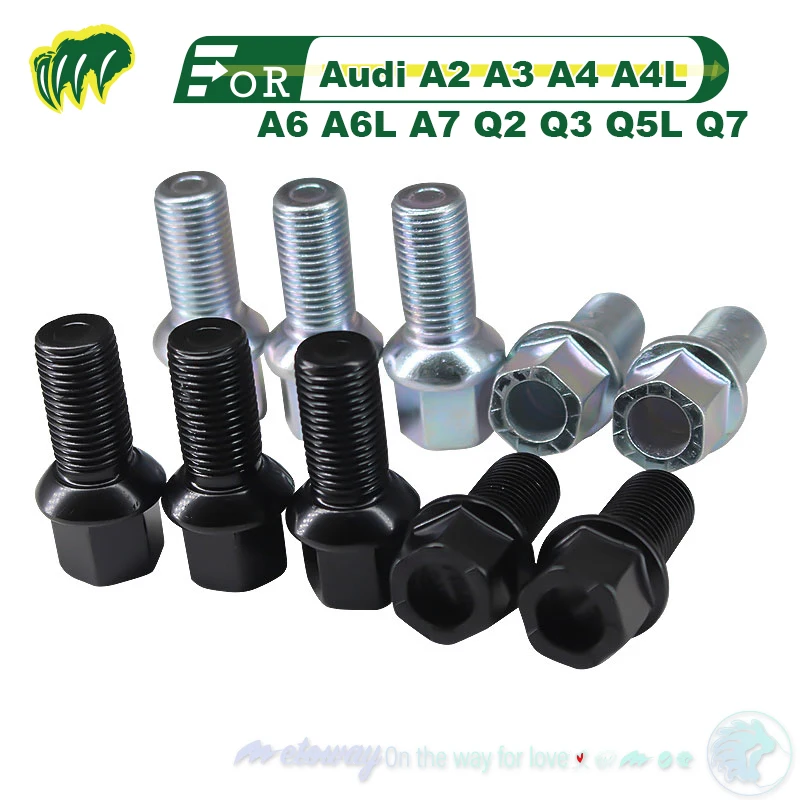 For Audi A2 A3 A4 A4L A6 A6L A7 Q3 Q2 Q5L Q7 Tire Screws Wheel Hub Nuts End Nut Wheel Nut Wheel Bolts