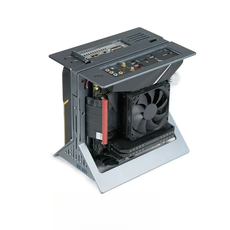 For XPROTO Mini for XTIA ITX Open Frame 1U Chassis All Aluminum Vertical Portable Handle Case Core Display Computer Housing