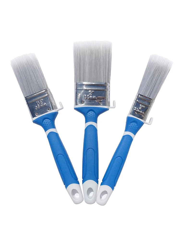 Paint Brush for Wall Painting Chip Brush Flat Brush 1 1.5 2 Inch Rubber Handle for Water-Based Paint Stains Varnish Interior