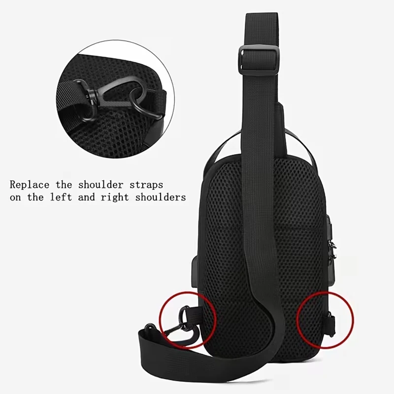Casual Waterproof Anti-theft Sling Bag Durable Mens Chest Backpack, Adjustable Strap for Hiking Walking and Commute