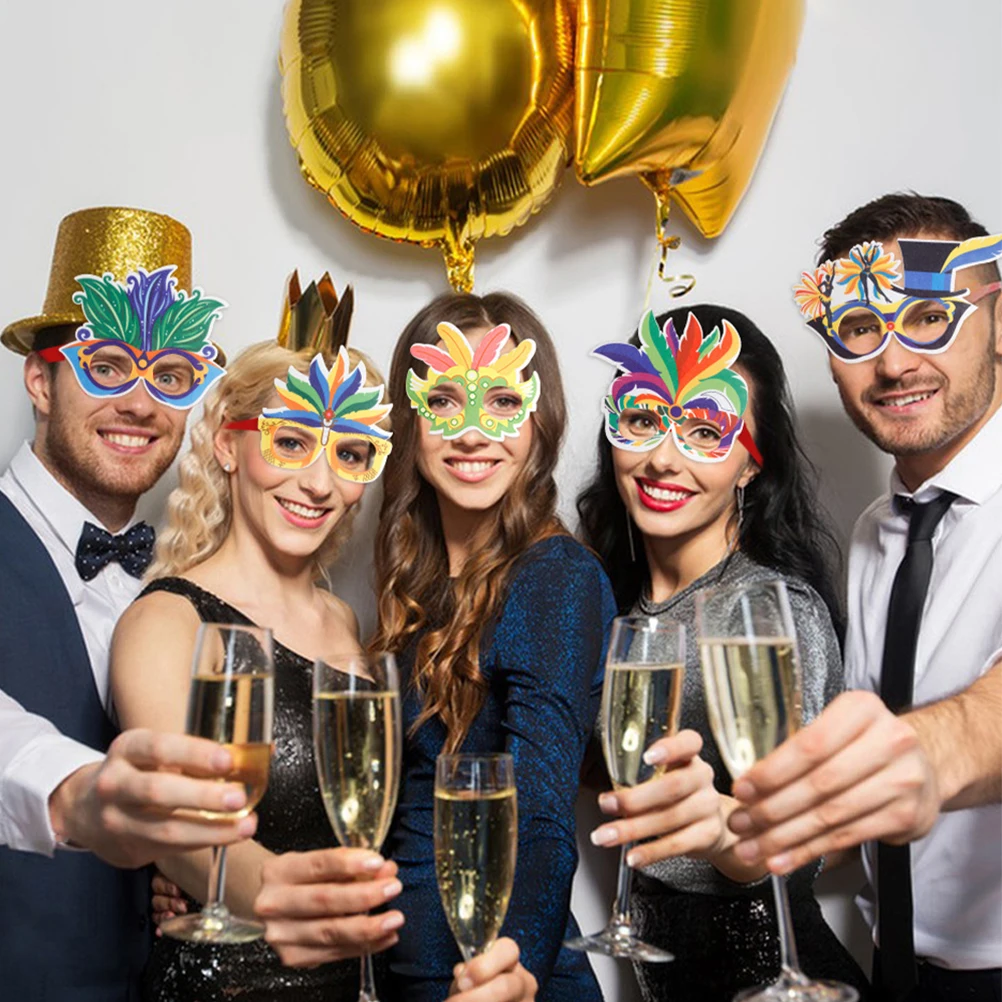 

6pcs Colorful Glasses Carnival Birthday Decorations Party Supplies Gift Plastic Frame Fancy Dress Accessories