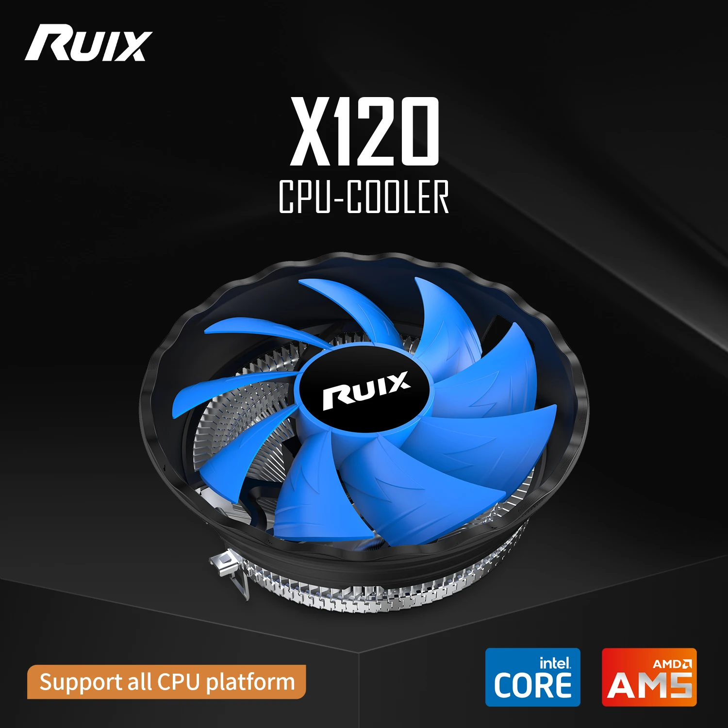 Kipas Pendingin CPU Ruix X120 Dengan 9 Bilah Intel LGA 1155 1700 1200 1151 AMD AM3 AM4 Kipas Radiator PC 120mm Prosesor CPU
