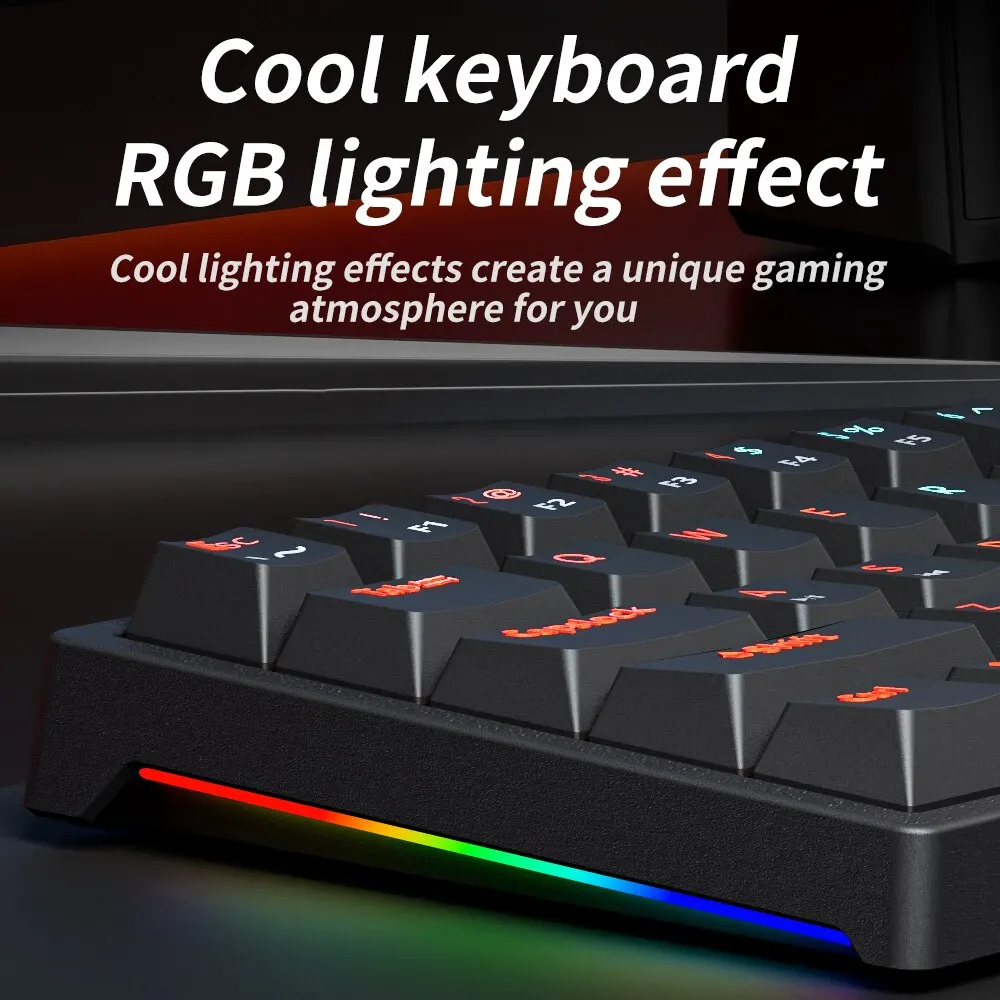 MUCAI MK61 USB oyun mekanik klavye kırmızı anahtarı 61 tuşları kablolu ayrılabilir kablo RGB arkadan aydınlatmalı sıcak değiştirilebilir