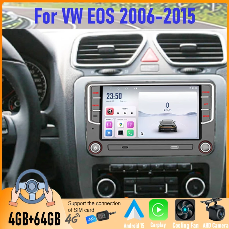 

7'' Car Radio For VW EOS 2006-2015 Wireless Apple CarPlay Android Auto Head Unit GPS WiFi Canbus Rear Camera 4GB+64GB
